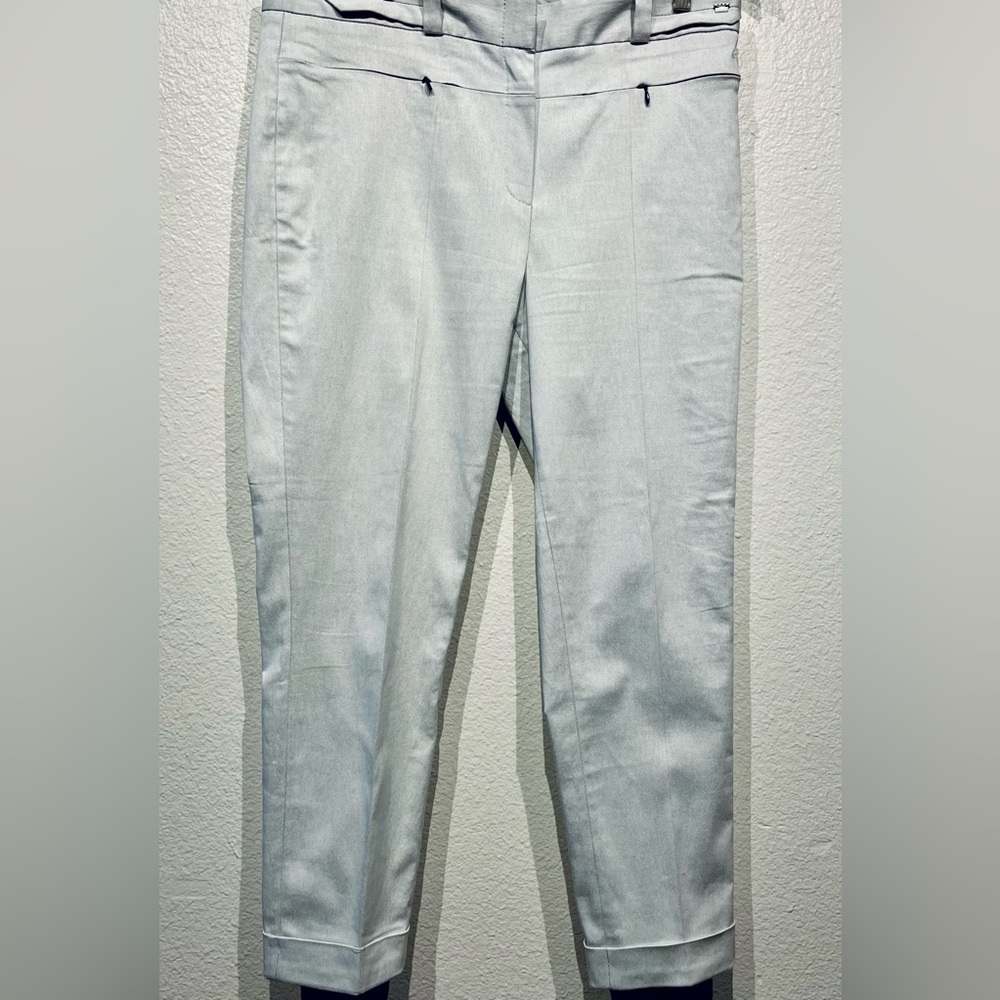 AMC Light Gray Cropped Trousers with Cuffed Hems & Banded Waist - Size 36” Waist